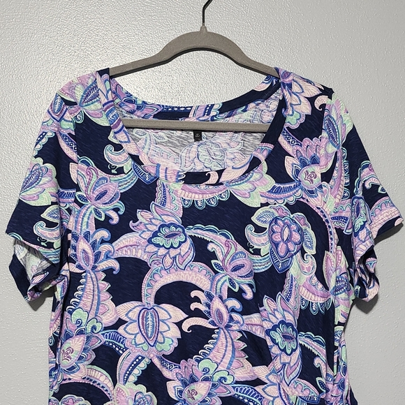 TALBOTS Plus Petite Purple Floral 100% Cotton Short Sleeve Maxi Dress Size 1Xp - Picture 3 of 10